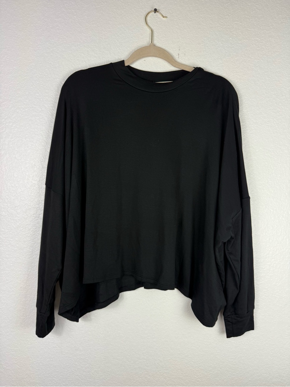 Joah Brown Black Long Sleeve Relaxed Top one size